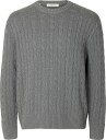 Selected Slmbraun Knit Cable Crew Noos   MEDIUM GREY MELANGE   XXL