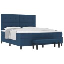  Box Spring Seng med Madrass & Benk Blå 180x200 cm Stoff