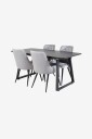 Venture Home   Spisegruppe Inca med 4 stk spisestoler Velvet Deluxe   Svart