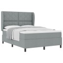  Box Spring Seng med madrass   Lysegrå 140x200 cm Stoff