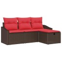 vidaXL Sofa sett 4 stk. Brun Poly rattan