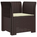 vidaXL 1 seters Stol med Pute Rattan Utseende PP Brun