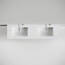 Copenhagen Chic 180D   Skap med 4 skuffer dobbel vask og kabinett i Glacier White Corian® matt hvit
