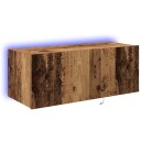  TV Veggskap med LED lys i gammelt tre 80x35x31 cm