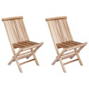 vidaXL Foldbar Hage Stol 2 stk. Naturlig Massivt Teaktre