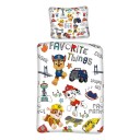 Licens Paw Patrol sengetøy - 100% bomull - 150x210 cm - 2 i 1 Design - Forskjellige motiver på hver side