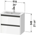 Duravit Ketho.2 Servantskap 2 Skuffer 610x390 mm Grafitt Matt