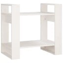 vidaXL Bokhylle/romdeler hvit 60x35x57 cm heltre furu