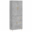 vidaXL Highboard betong grå 69,5x34x180 cm konstruert tre 8720845412562