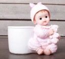 Bordpynt Rosa baby med potte for blomst