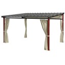 Pergola 3,5x3m paviljong med sidevegger vindtett høydejusterbart uttrekkbart tak beige for hage og terrasse