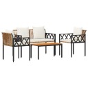 vidaXL Utemøbelsett 4 pcs Brun og kremhvit polyrotting