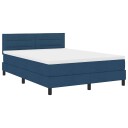  Box Spring Säng med Madrass & LED Blå 160x200 cm Stoff