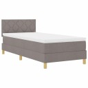  LED Box Springer Bed med madrass Gråbrun 90 x 190 cm stoff
