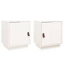 vidaXL Nattbord 2 stk hvit 40x34x45 cm heltre furu