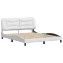 Sengeramme med LED-lys hvit 160x200 cm kunstig lær 8721012356573