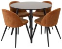 Venture Design Plaza & Velvet spisegruppe Svart/orange 4 st stoler & bord 100 cm