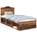  Sengestamme med hodegjerde Gammelt tre 100 x 200 cm Massiv furu