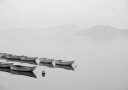 Boats In A Foggy Lake Plakat Plakat / 21x30cm