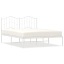 vidaXL Sengeramme i metall med hodegavl hvit 135x190 cm 8721012211469