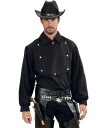Widmann Svart Cowboyskjorte med Sølvfargede Knapper Strl M/L