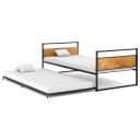 vidaXL Uttrekkbar sengeramme svart metall 90x200 cm