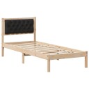  Sengestamme med hodegjerde Svart 90 x 190 cm Massiv furu