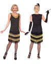 Deluxe Roaring 20's Gatsby Flapper Svart og Gullfarget Flapperkjole til Dame Large Voksenkostyme 13713