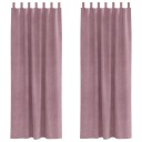  Gardiner med gardiner 2 pcs Mørk rosa 140 x 245 cm Fløyel