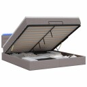 vidaXL Ottoman Seng med Madrass og LED Gråbrun 140 x 190 cm Stoff