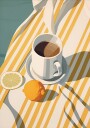 Morning Coffee & Lemons Minimalist Summer Plakat Plakat / 70x100cm