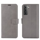 INCOVER Samsung Galaxy S21 Skinn Flip Deksel med Lommebok - Grå