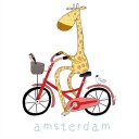 Giraffe on Wheels Poster Plakat / 30x30cm