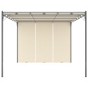 vidaXL Hagepaviljong med sidegardin 4x3x2,25 m kremhvit