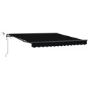 Automatisk Uttrekkbar Markise med LED Svart 350x250 cm  Markise Erstatningsstoff for 3.5x2.5 m Ramme Svart