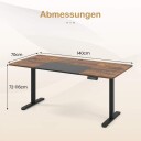 Justerbart elektrisk ståbord 140x70 cm ergonomisk brun