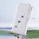 Dudao K11 Pro 20000mAh Powerbank med Innebygde Kabler - Hvit