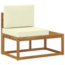 vidaXL Utendørs End Sofagruppe med pute Naturlig 91 x 63 x 73 cm