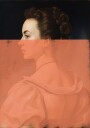 Altered Portrait of Woman Orange Modern Art Poster Plakat / 40x50cm
