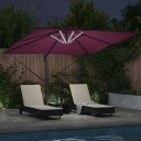  Cantilever Roma parasoll med LED lamper Burgunder 286x285x270 cm Aluminium