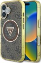 GUESS IML Metal Glitter 4G Circle Triangle MagSafe Case for iPhone 16 - Brown