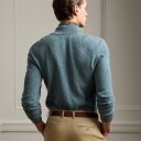 Rl Purple Label Birdseye Cashmere Quarter Zip Sweater Blue Multi