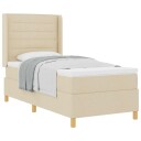  Box fjær seng med madrass krem 100x200 cm stoff