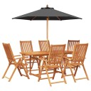 vidaXL Ute spisegruppe med parasoll 8 stk. 6-seters