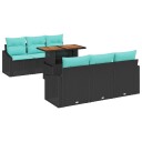 vidaXL Hagesofa Set 7 stk. 6 Antall seter Svart og teal