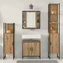  Baderomsinnredningssett med hylle 4 pcs Brun 33 x 33 x 185.5 cm