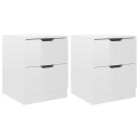 vidaXL Nattbord 2 stk høyglans hvit 40x40x50 cm sponplate