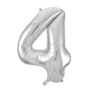 Folie Ballong Sølv 86 cm - Tallet 4
