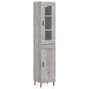 vidaXL Highboard grå sonoma 34,5x34x180 cm konstruert tre 8720845489335