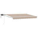 vidaXL Manuell utvidbar markise med LED lamper Beige og Hvit 3 x 2 m